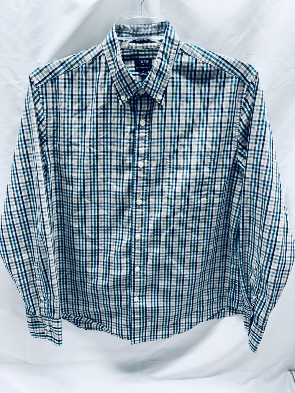 J.Crew Performance Slim Untucked Plaid Button Down Shirt Mens Large Preppy